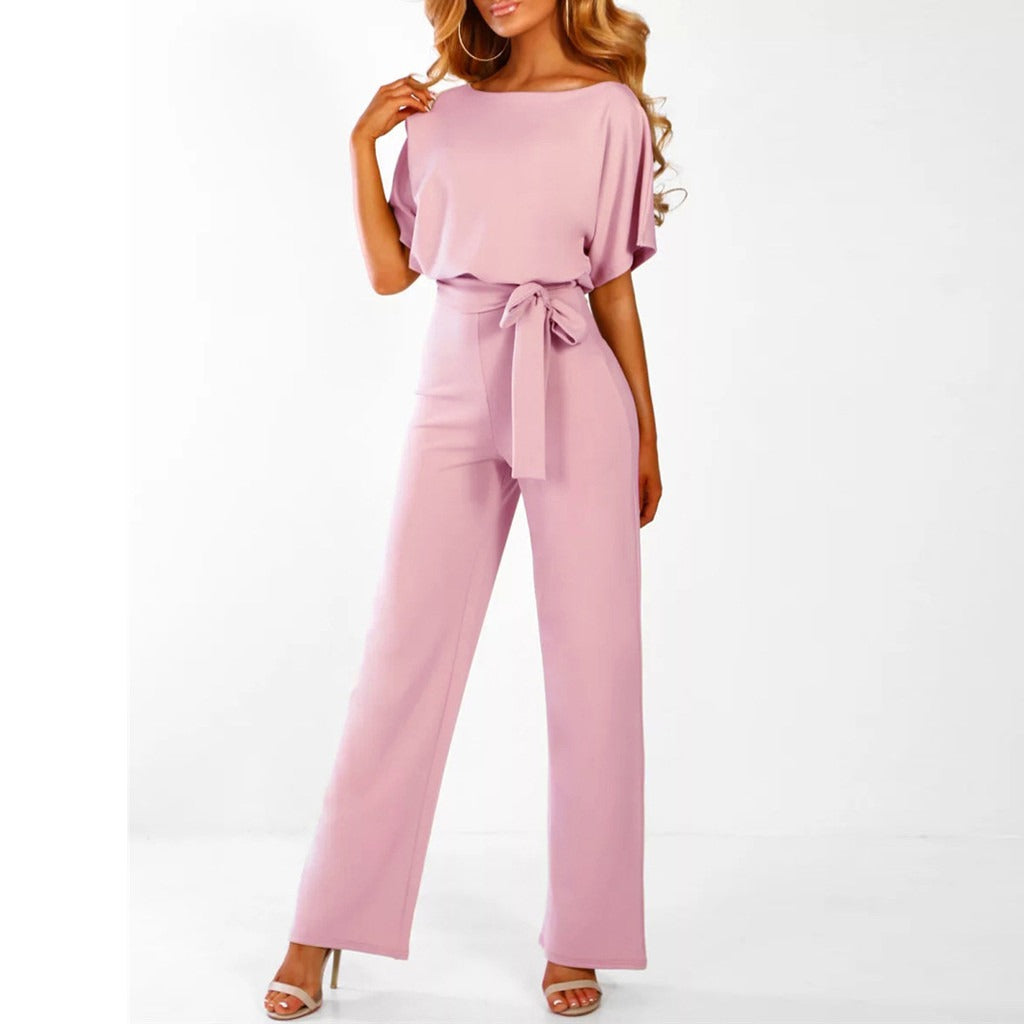 JUMPSUIT WITH BELT AND BACK CUT
