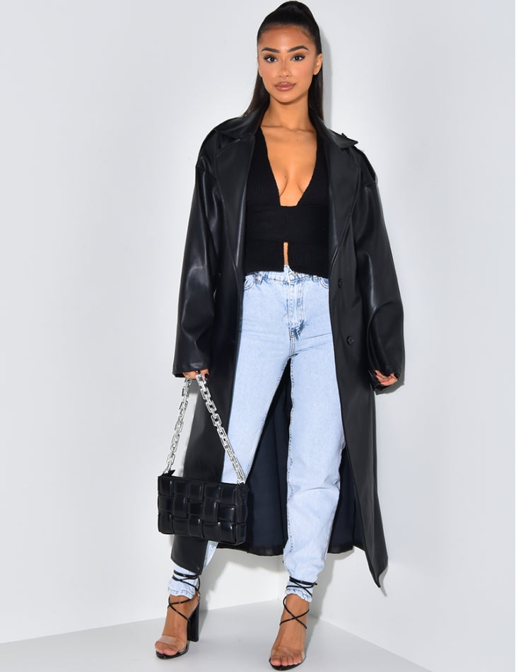 Long Faux Trenchcoat