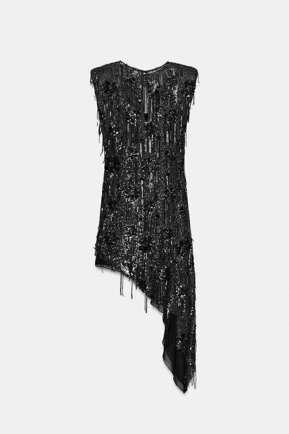 Asymmetrical Sequin Mini Dress