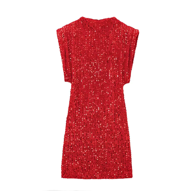 Sequin High Neck Bodycon Mini Dress