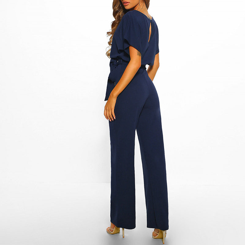 JUMPSUIT WITH BELT AND BACK CUT