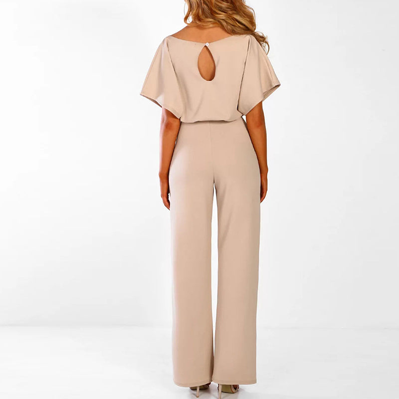 JUMPSUIT WITH BELT AND BACK CUT