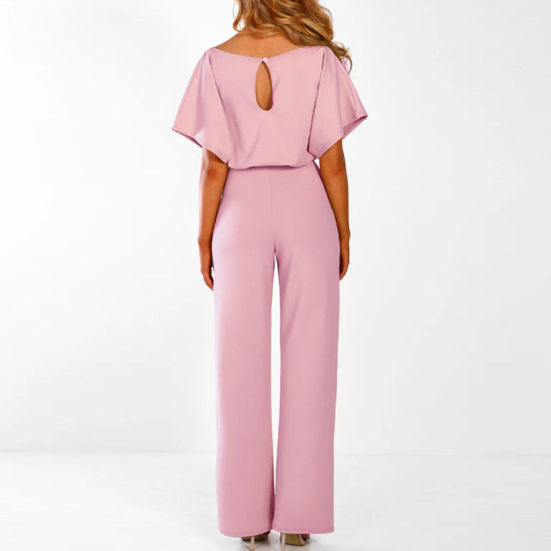 JUMPSUIT WITH BELT AND BACK CUT