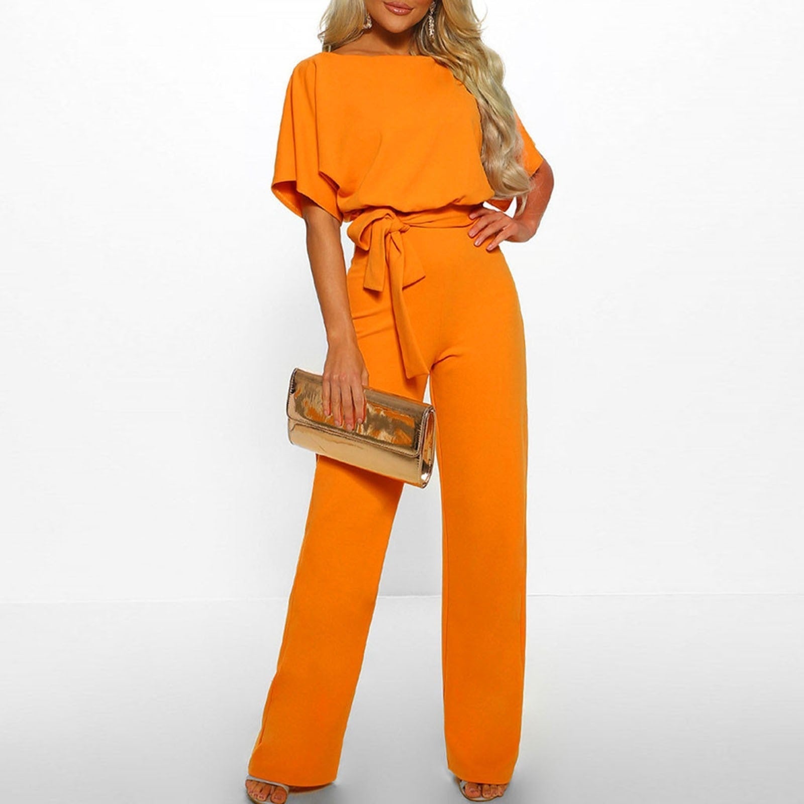 JUMPSUIT WITH BELT AND BACK CUT