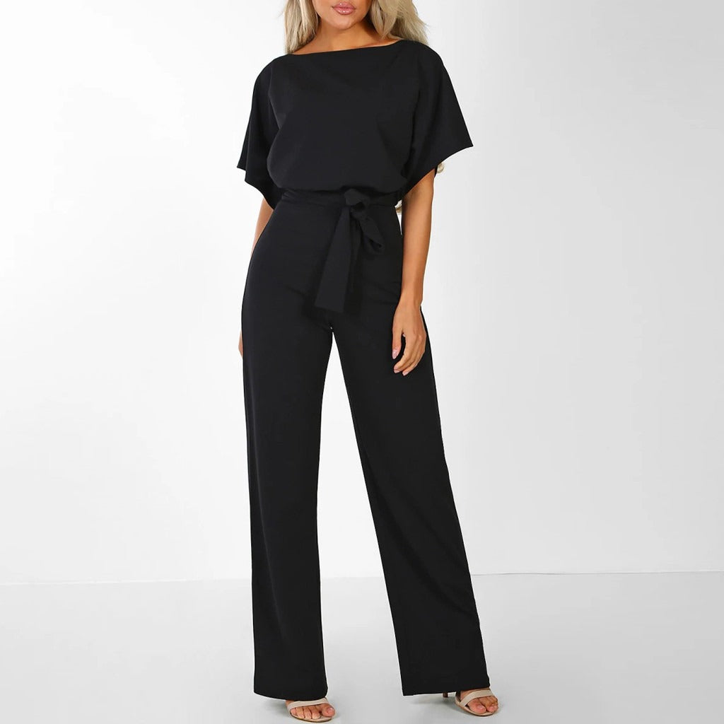 JUMPSUIT WITH BELT AND BACK CUT