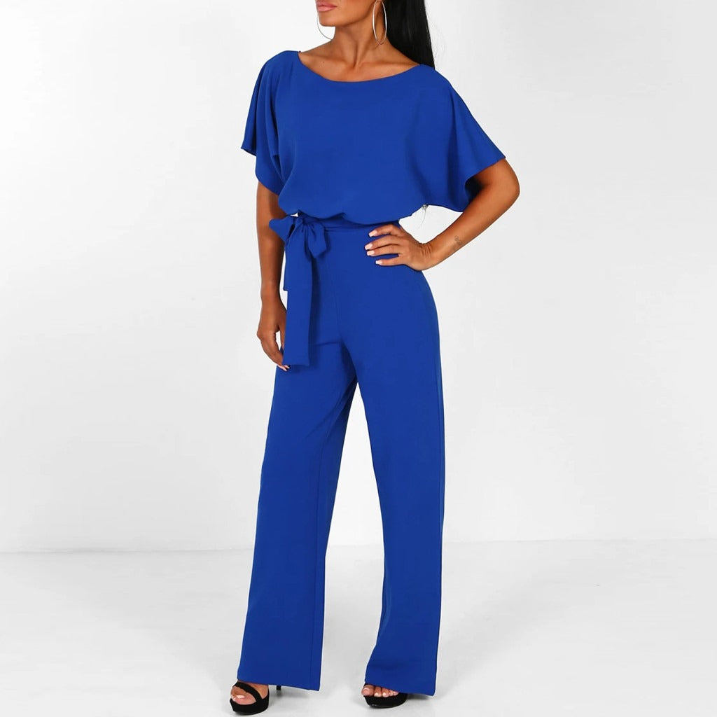 JUMPSUIT WITH BELT AND BACK CUT